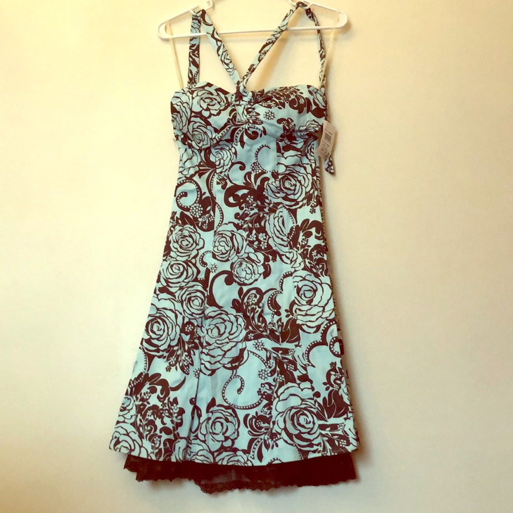 Light Aqua and Brown Dress